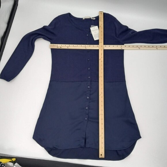 Soft Surroundings Mariam Mixed Media Cardigan Navy Blue Longline Minimalist S - Picture 7 of 7